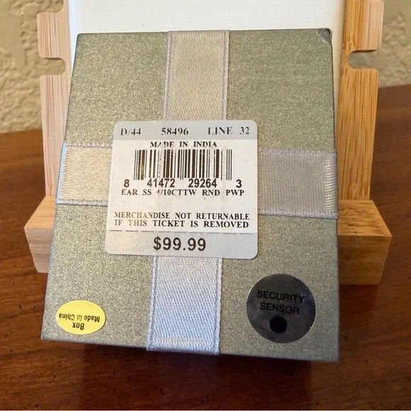 Diamond and Sterling Silver Stud Earrings, 1/10 cttw. NWT. - Picture 3 of 4